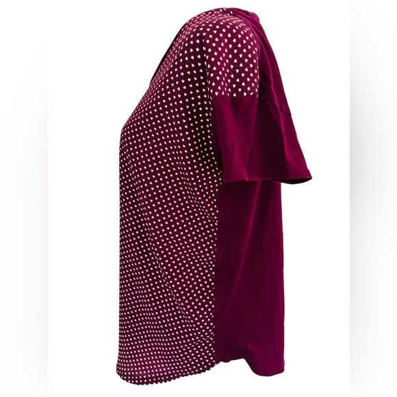 Ann Taylor plum purple /white heart short sleeved shirt size M. - Picture 4 of 6